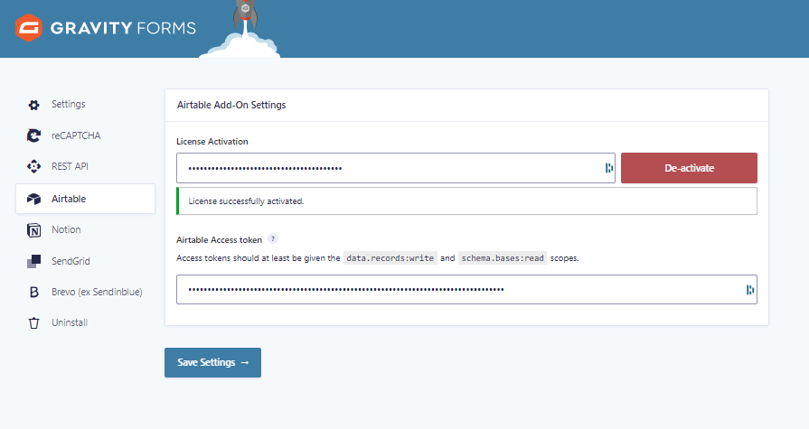 Add Airtable Access Token to Gravity Forms
