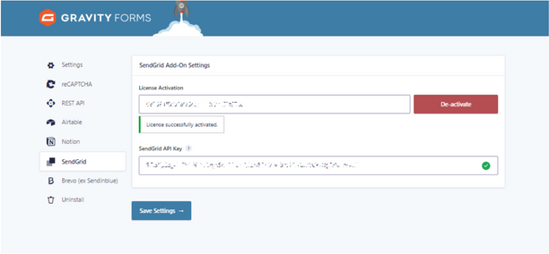 Add API Key to Gravity Forms plugin