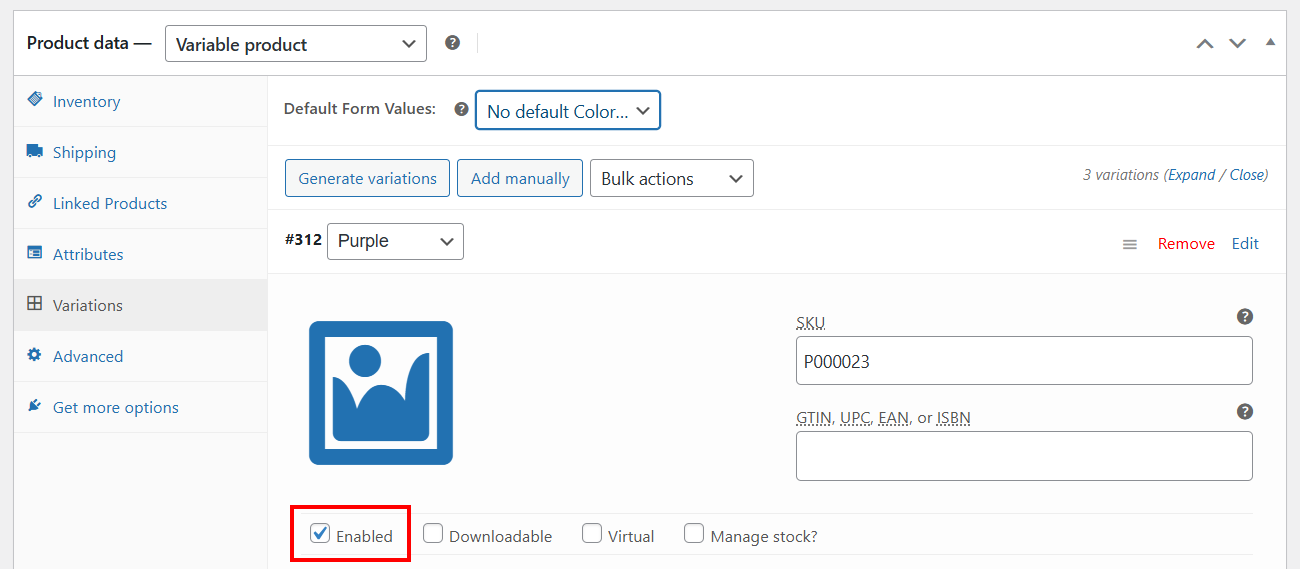 Air WP Sync for WooCommerce - variable product variation enabled