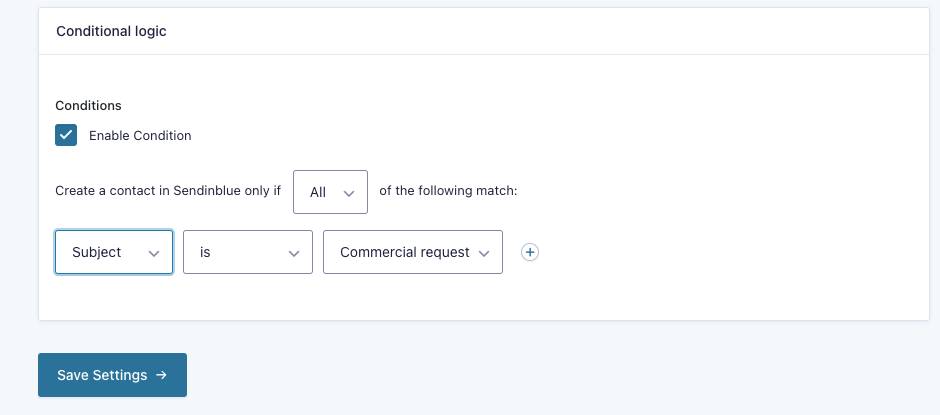 Enable Conditional Logic Gravity Forms to Brevo add-on