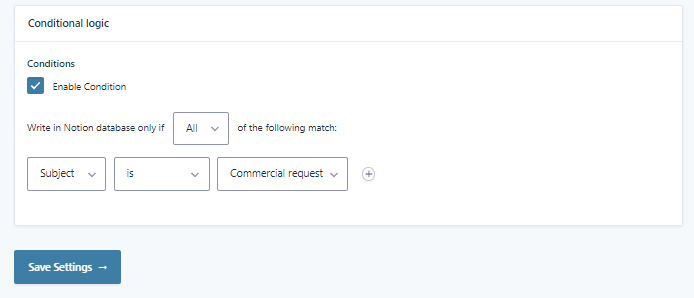 Add Conditional Logic Gravity Forms to Notion add-on