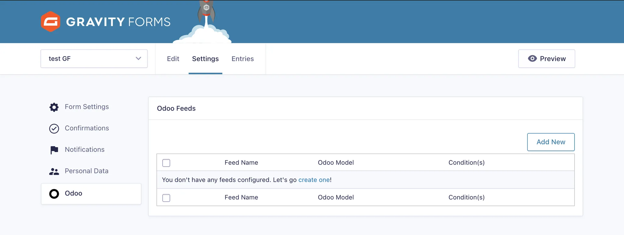 Create a feed Gravity Forms Odoo add-on