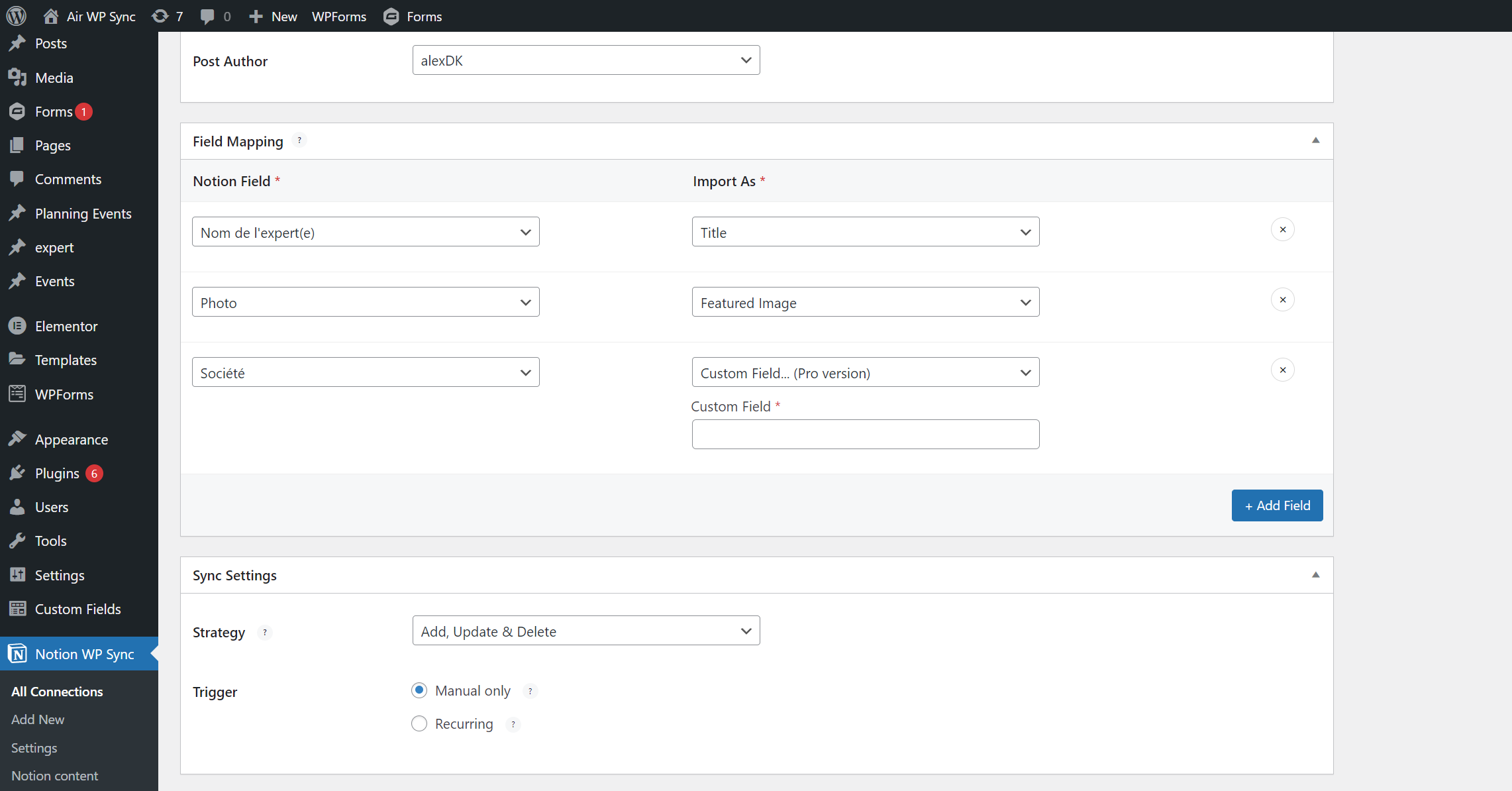 Mapping a Notion field to a WordPress custom field
