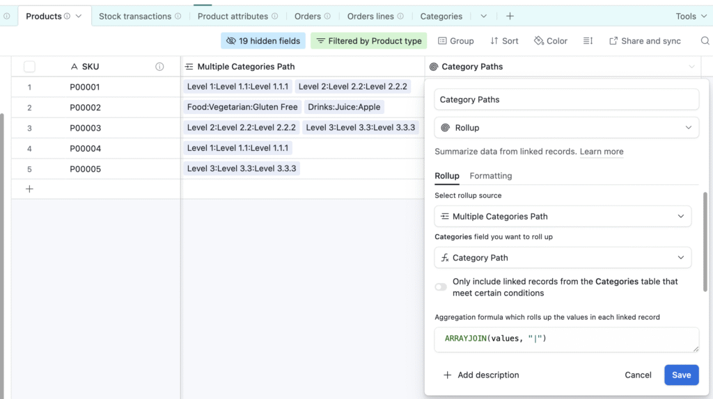 Hierarchical Categories Rollup