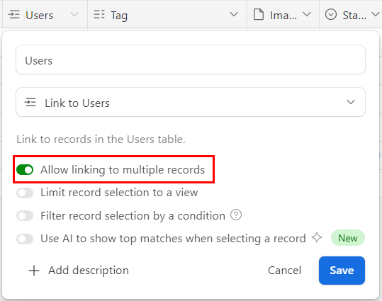 Allow linking to multiple records