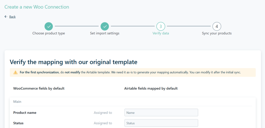Air WP Sync for WooCommerce - vérification du mappage partie 1