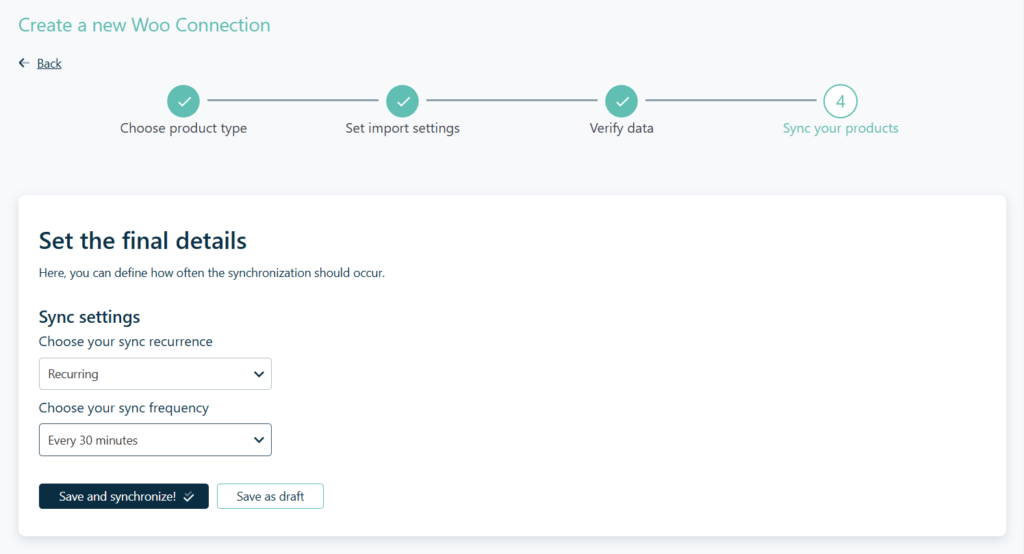 Air WP Sync for WooCommerce - réglages de synchronisation