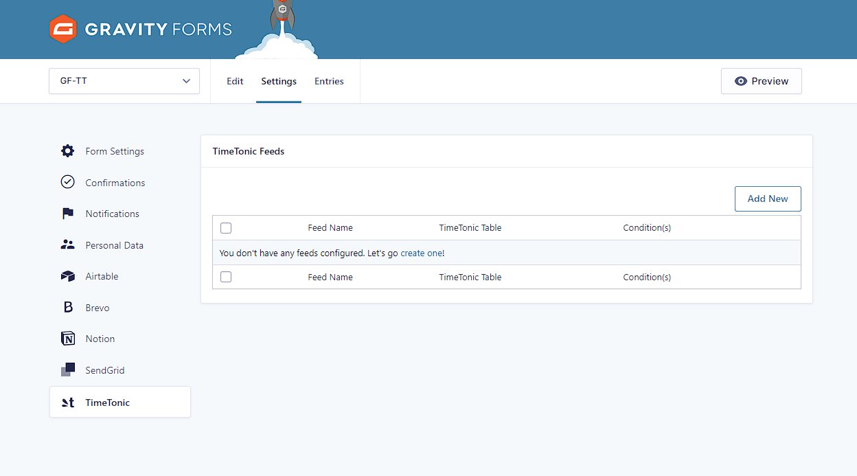 Créer un flux Gravity Forms TimeTonic add-on