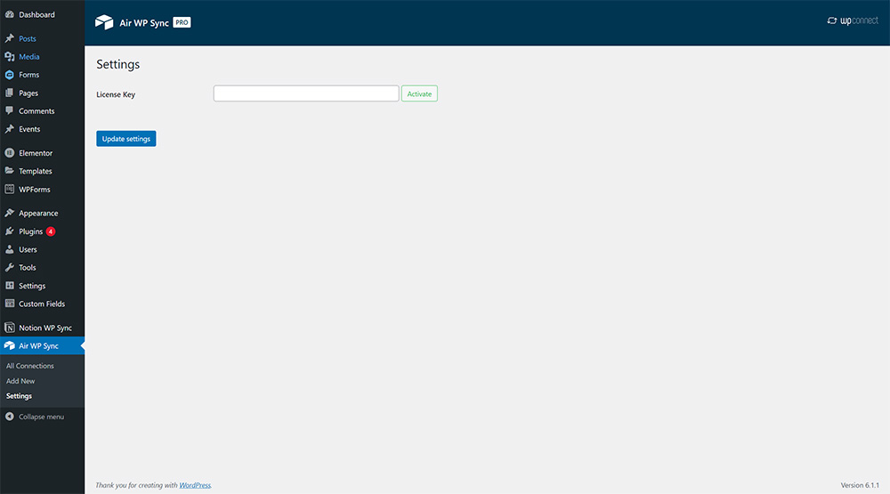 License key input field