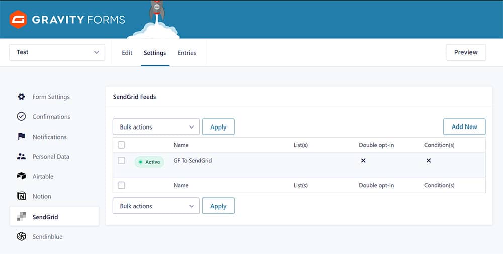 Feed Feature Gravity Forms to SendGrid plugin