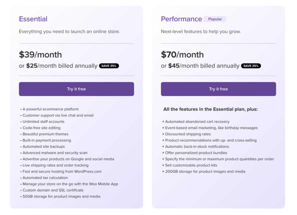 WooExpress Pricing Plans