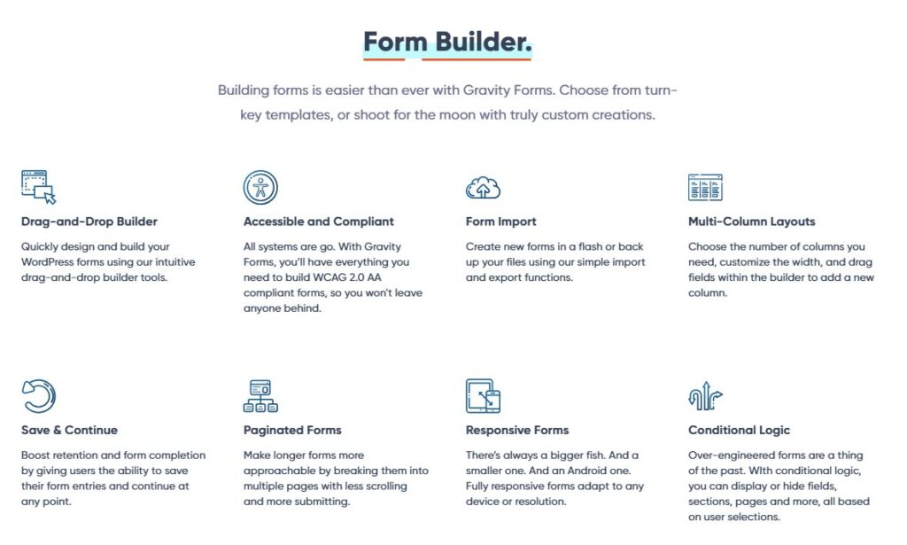 Some of Gravity Forms' form-building features