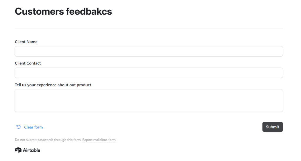customer feedbacks automation in Airtable