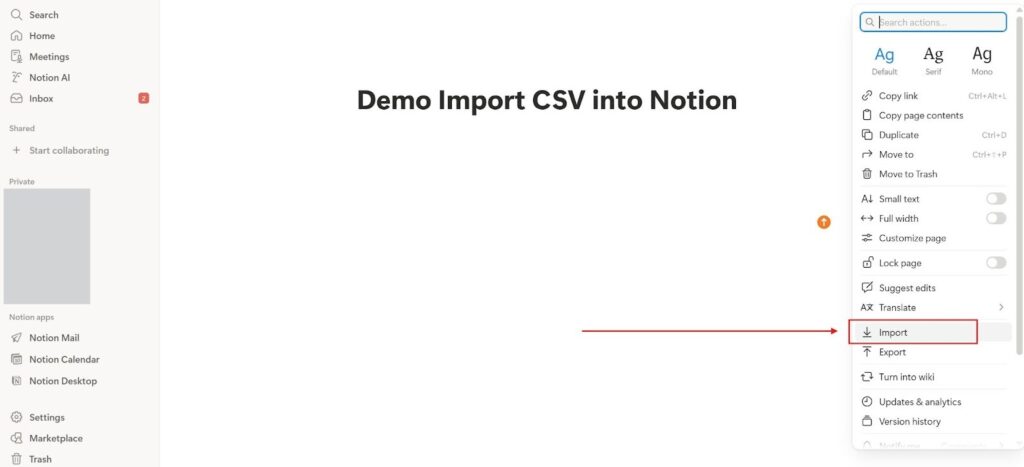Demo Import CSV into Notion