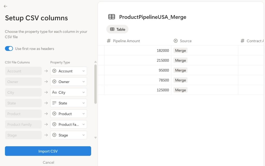 Merge csv into Notion